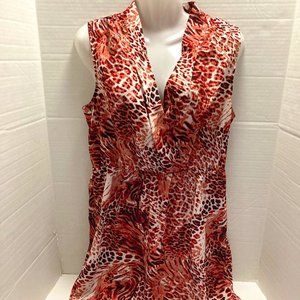 Mac+Jac Mini Sleeveless Dress Animal Print Elastic Waist Lightweight Size L